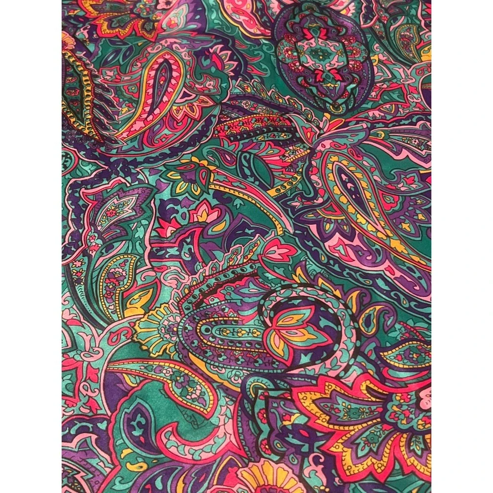 Vintage California Dynasty Floral Paisley Slip Lingerie Teal Purple Small EUC